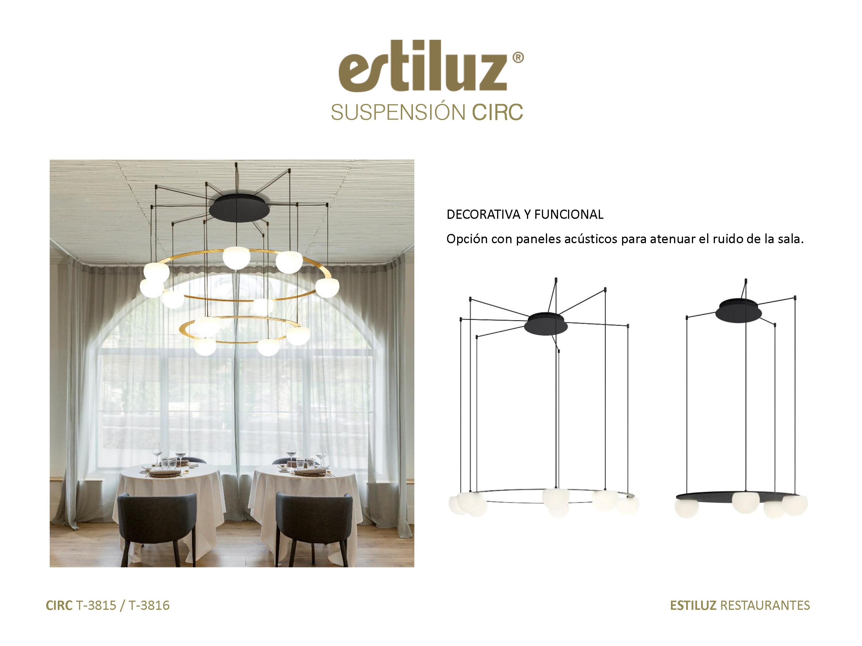 Lampara para restaurante colgante modelo circ T3815 de Estiluz